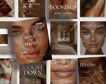 Aesthetics Medspa Instagram Post Templates | Filler and Botox Post | Hydrafacial Social | Injector Nursing Templates | Laser Hair Removal