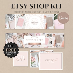 Rose Gold Etsy Shop Kit | Etsy Banner Template  | Etsy Shop Banner | Etsy Branding Kit | Etsy Canva Template + FREE Instagram Templates