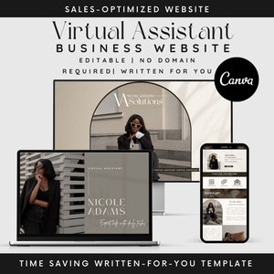 Professional Website Template for Virtual Assistant | Canva Website Template | Social Media Manager Website | Coach Website Templates