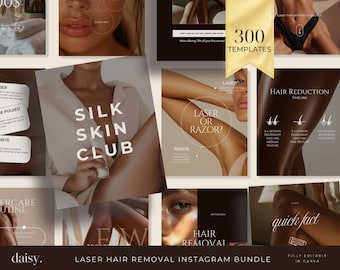 Laser Hair Removal Templates for Social Media Post | Medspa Instagram Templates | Aesthetic Medspa Instagram Post Laser Clinic Wax Instagram