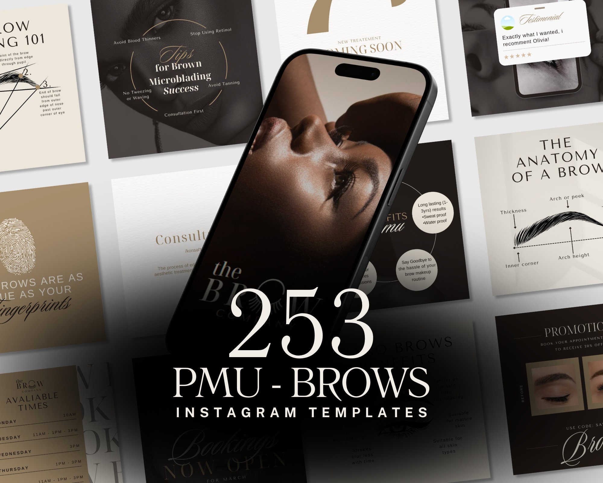 Brow Microblading Social Media Kit Instagram Templates for PMU Artists ...