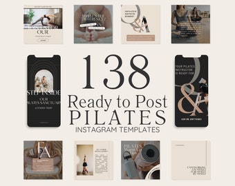 Pilates Instagram Template Social Media Templates for Pilates Instructor Canva Template Instagram Post Story