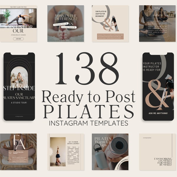 Pilates Instagram Template Social Media Templates for Pilates Instructor Canva Template Instagram Post Story