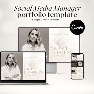 Website Template for Social Media Manager | Social Media Portfolio Website Template Canva | Digital Marketing Agency Pitch Deck for SMM