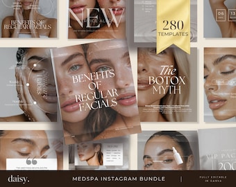 280 Aesthetics Medspa Instagram Posts | Medspa Instagram Post Templates Filler and Botox Post Hydrafacial Social | Injector Nursing Template