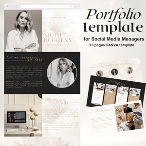 Website Template for Social Media Manager | Social Media Portfolio Website Template Canva | Digital Marketing Agency Pitch Deck for SMM
