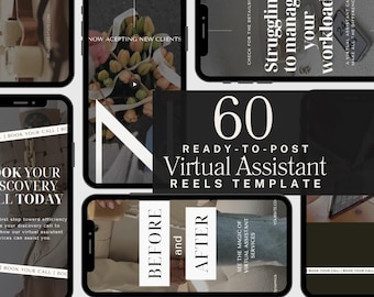 Instagram Video Reels Templates for Virtual Assistant Social Media Template | Instagram Faceless Reel Videos | Reel Templates Faceless