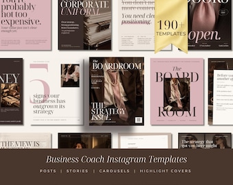 Business Coaching Instagram Templates, Coach Canva Templates, Luxury Coaching Social Media Posts & Carousels, Stories