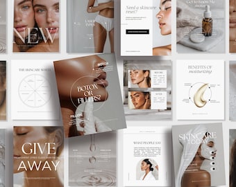 280 Medspa Instagram Templates: Aesthetics, Botox & Filler (Canva)