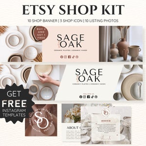 Etsy Shop Kit | Etsy Banner Template  | Etsy Shop Banner | Etsy Branding Kit | Etsy Canva Template | Etsy Listing Template | Sell on Etsy