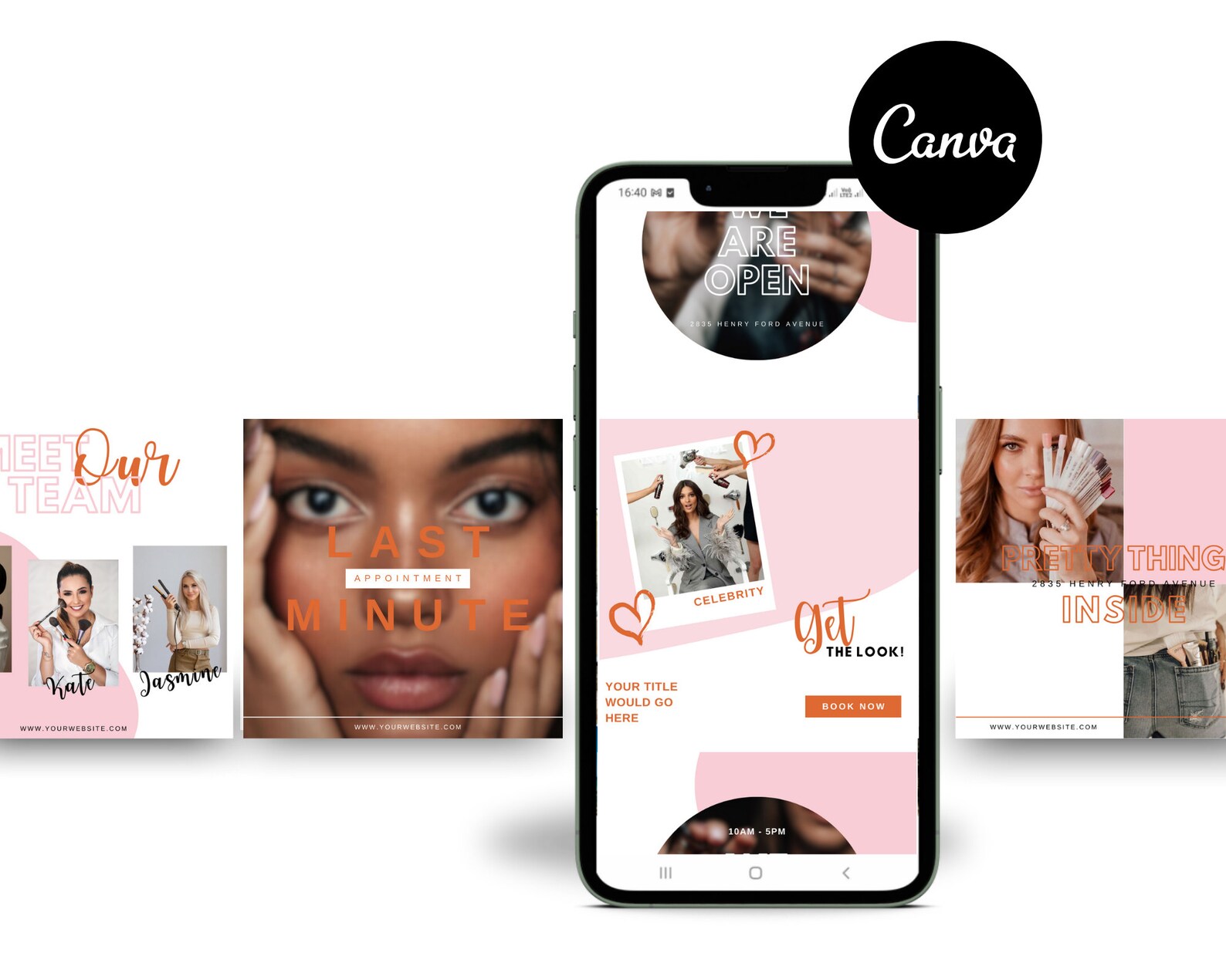 Beauty Salon Instagram Post Templates Canva Skincare and Etsy