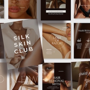 Laser Hair Removal Templates for Social Media Post | Medspa Instagram Templates | Aesthetic Medspa Instagram Post Laser Clinic Wax Instagram