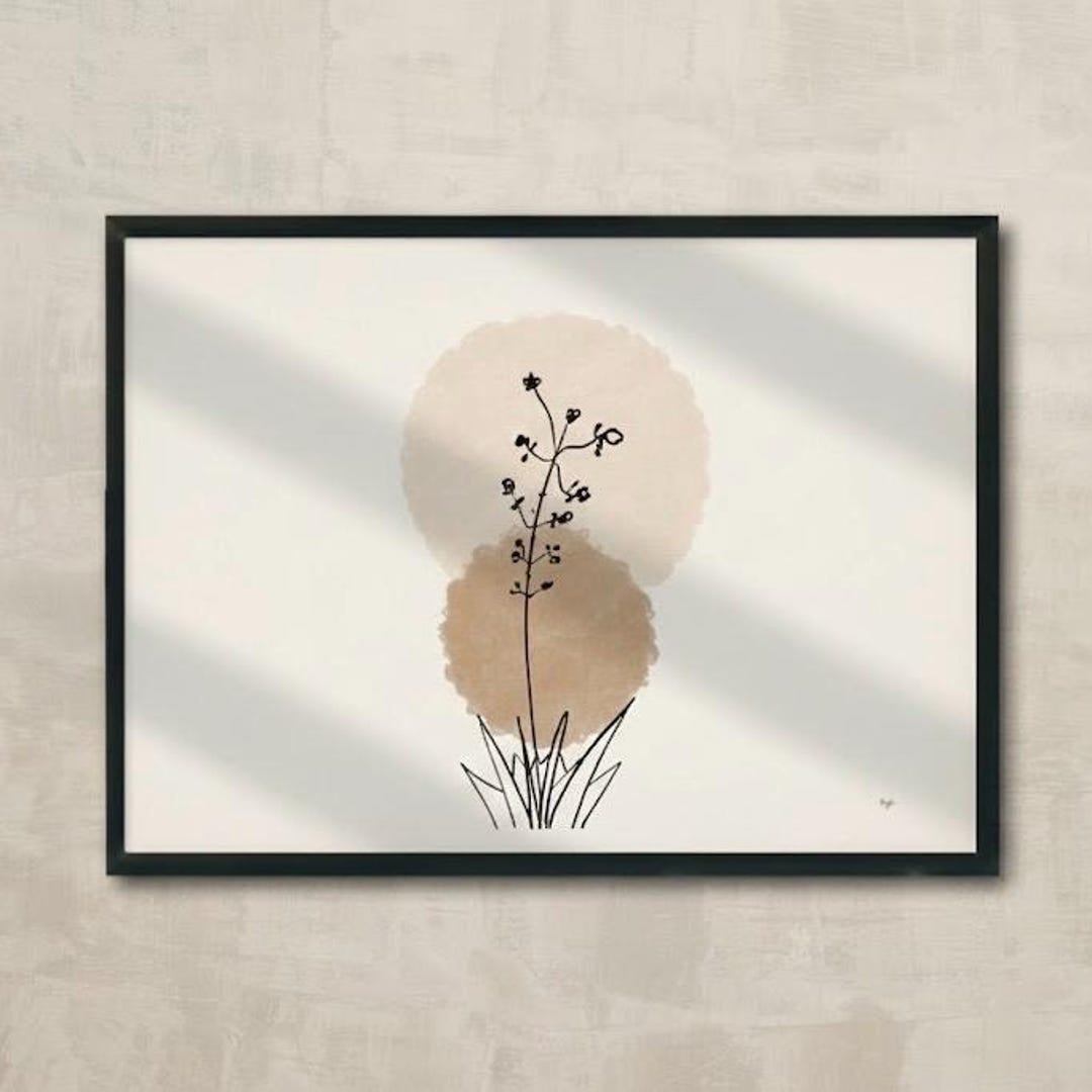Minimalist Botanical Line Art Print | Black and White Wall Art ...