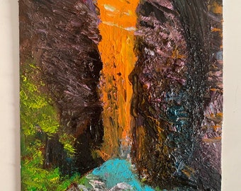 Arizona paysage de montagne original empâtement peinture à l'huile Mini Art 5,7 "x 8,3" rochers du Sick Canyon Gorge paysage rivière travail manuel par ARTOZur