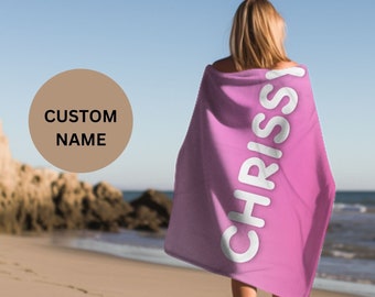 Personalized Name Beach Towel, Custom Ombre Pool Towel For Kids, Adults. Bachelorette Party Gift, Bridal Shower Gift