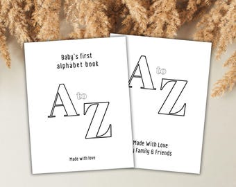 Blank Alphabet Book, ABC Baby Shower Coloring Book, Baby's First ABC, Baby Shower Guest Book, Baby Shower Game Activity, Digital Download