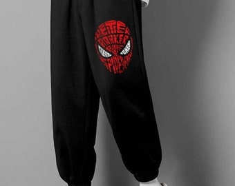 Spider Sweatpants/Parker Sweatpants/Spiderman Head Unisex Gray Sweatpants Spiderman Unisex Black Sweatpants/Parker Unisex Gray Sweatpants