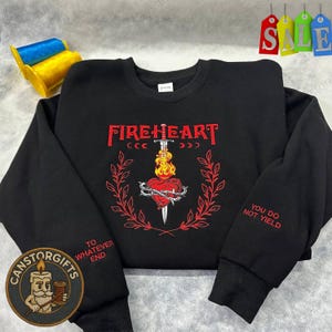 Fireheart You Do Not Yield Embroidered Sweatshirt, Aelin Galathynius Hoodie, Throne of Glass Crewneck, SJM Bookish Gift for Her