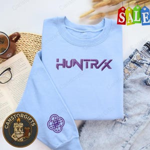 Kpop Hunters 3D PUFF Embroidered Sweatshirt – Rumi Mira Zoey Pullover – Jinu K-pop Anime Fan Gift – Cute Gift for Women & Kpop Lovers