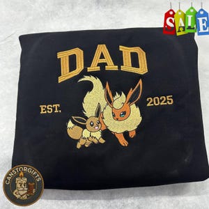 Custom PokaDad Embroidered Shirt, Personalized Anime Pocket Beast Sweatshirt, Anime Father’s Gift, Birthday Gift for Dad,Custom Anime Shirt