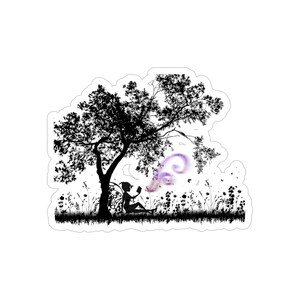 Reading Fairy, Transparent Outdoor Stickers, Die-Cut, 1pcs
