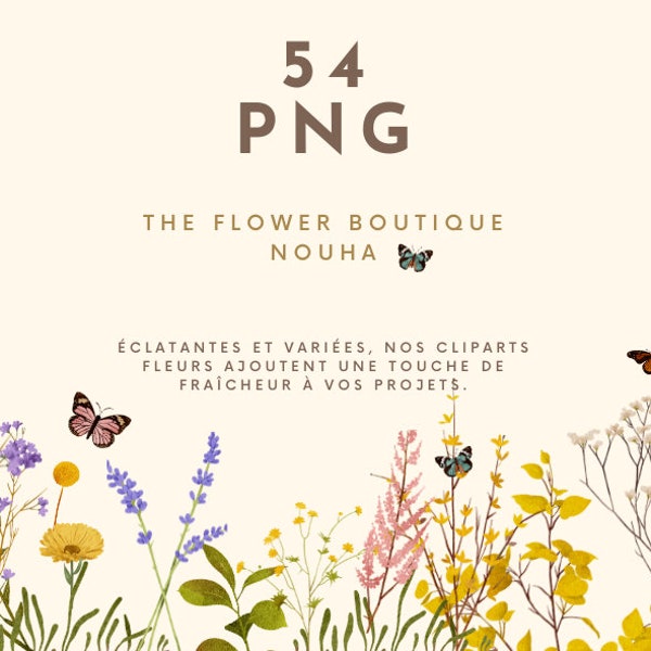 Lot de 54, motif floral aquarelle, fleurs aquarelle, fleurs papier numérique, fleur PNG, clipart fleur aquarelle, PNG numérique