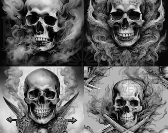 Smoke N Skulls - PNG - SVG - JPG - Listo para grabar con láser