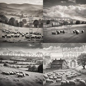 Vintage Sheep Farm & Barn - Wall Art or Laser Engrave
