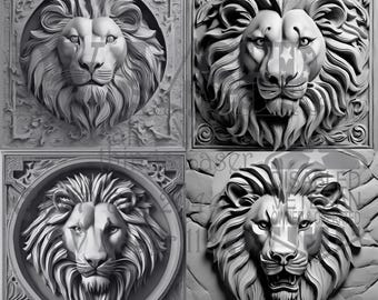 Lion Artwork: Laser-Ready Digital File - Engrave Wood, Slate & More