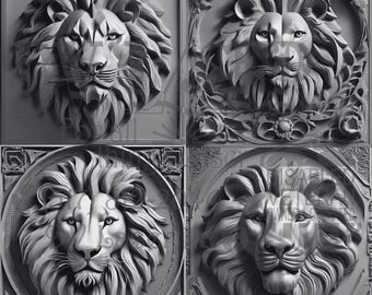 Lion - Laser Burn PNG - Digital File - Wood Relief 3D