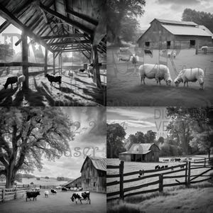 Farm animals cow sheep barn - Printable Art - Laser-Ready
