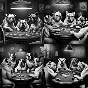 Poker Playing Bull Dogs - Hi Res - Laser Engrave - Wall Art