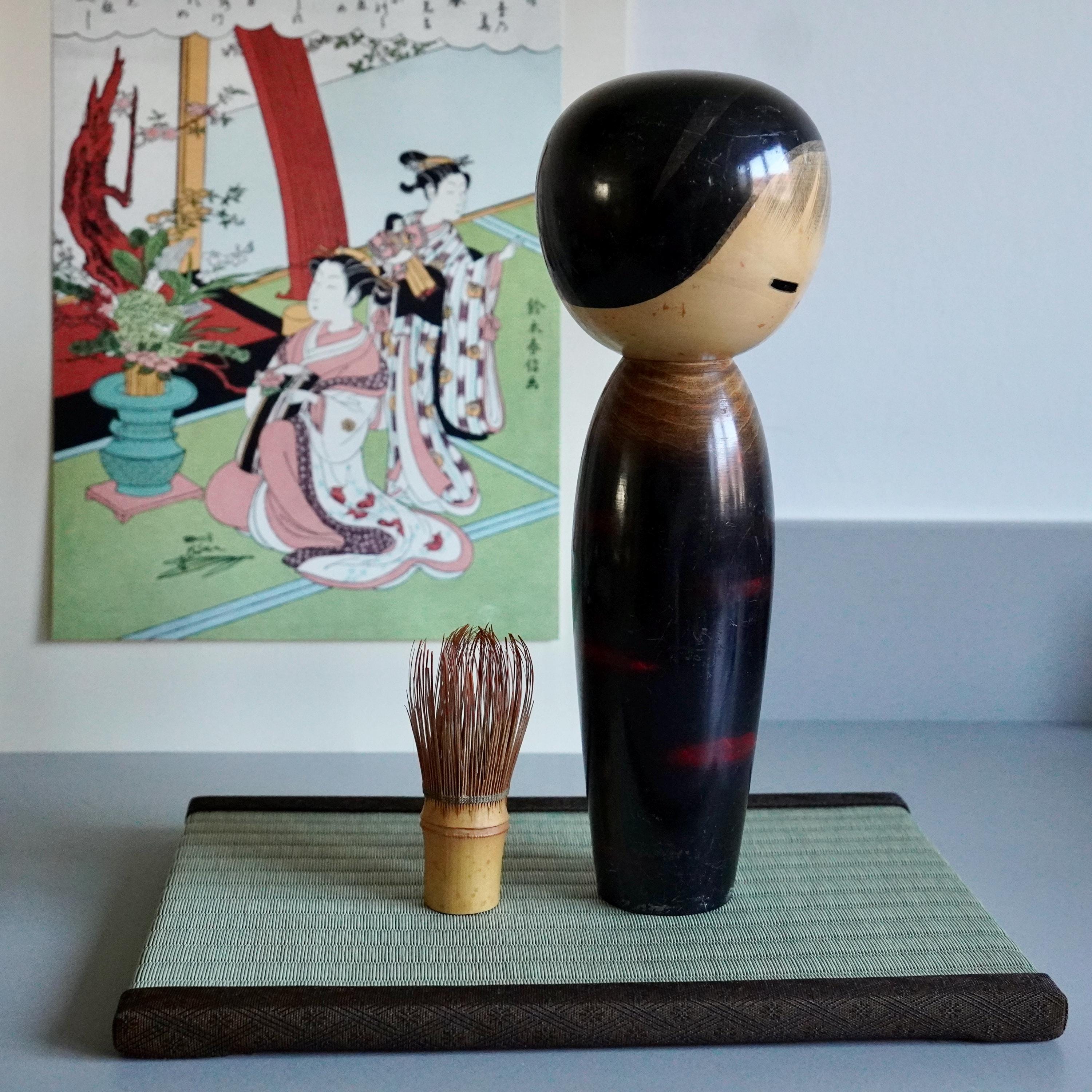 By Masao Watanabe渡辺 正雄作 「寒椿」30cm 1160g Japanese Vintage Signed XL Kokeshi (30cm) by Masao Watanabe