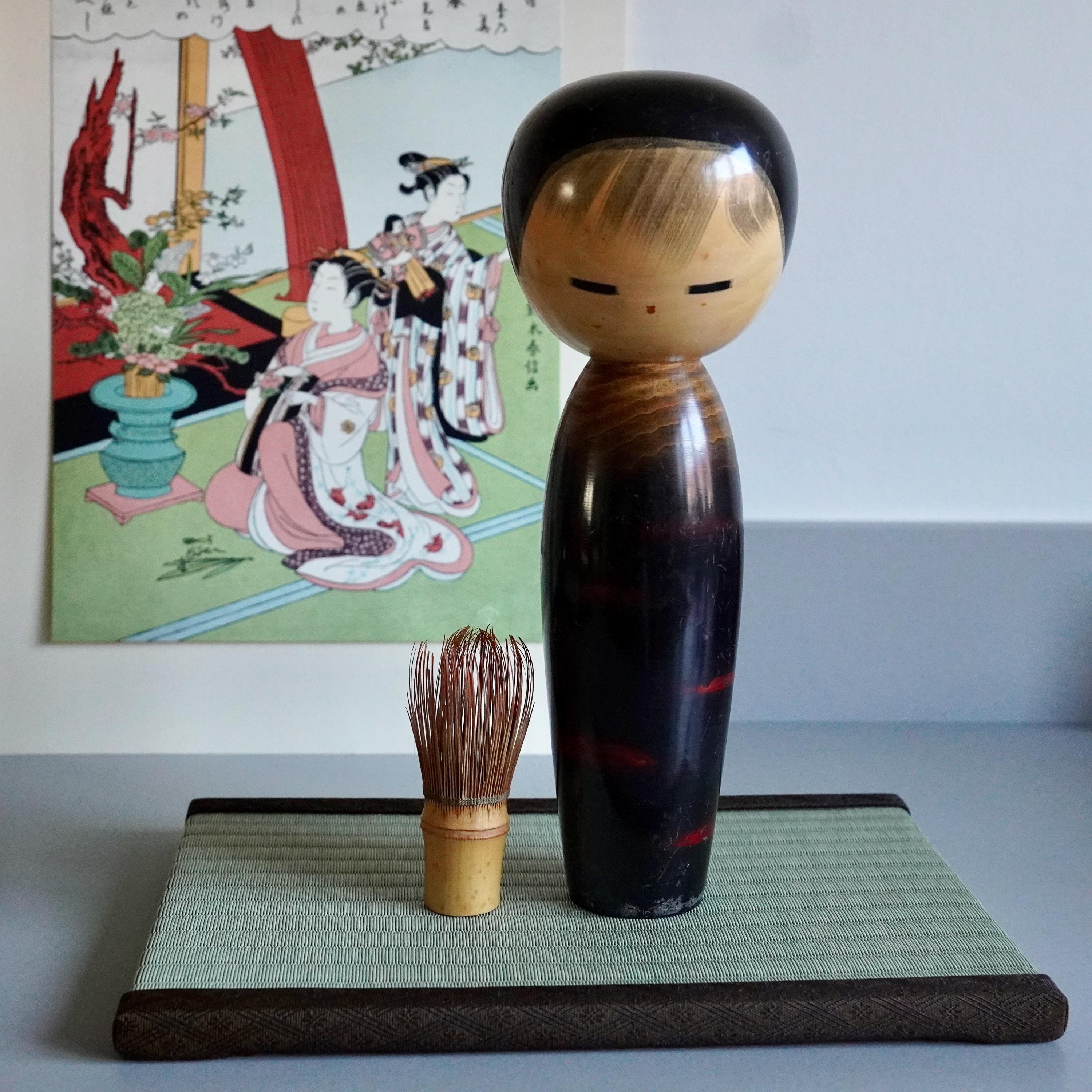 By Masao Watanabe渡辺 正雄作 「寒椿」30cm 1160g Japanese Vintage Signed XL Kokeshi (30cm) by Masao Watanabe