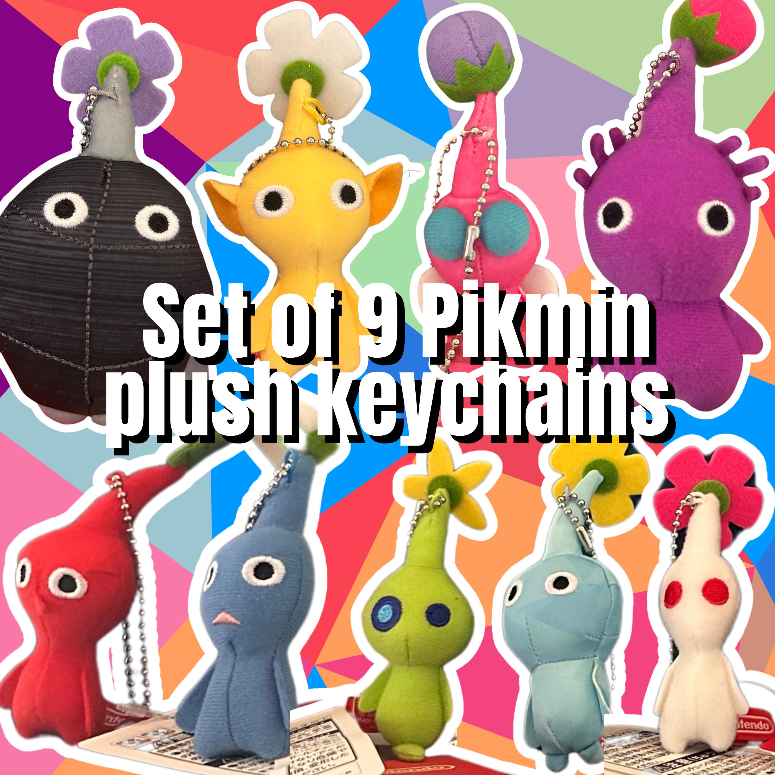 Set of 9 Pikmin plush keychains official Nintendo Japan, complete collection, cute gamer gift, collectible charms