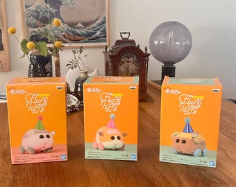 Set of 3: Pui Pui Molcar Fluffy Puffy Potato, Shiromo, Choco - Party Banpresto Bandai Japan new in orginal box - cute anime collectible