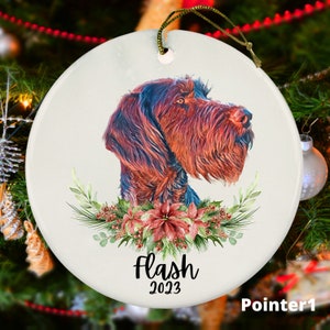 German Wirehaired Pointer Christmas Ornament - Picture Options - Custom Dog Gift - Personalized Dog Memorial