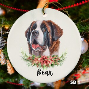 Saint Bernard Christmas Ornament - Picture Options - Custom Dog Gift - Personalized Dog Memorial