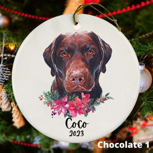 Chocolate Labrador Retriever Christmas Ornament - Lab - Picture Options - Custom Dog Gift - Personalized Dog Memorial