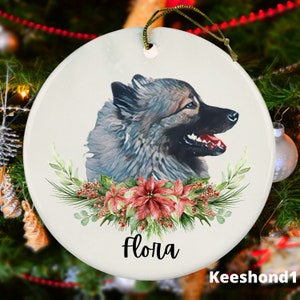 Keeshond Christmas Ornament - Picture Options - Custom Dog Gift - Personalized Dog Memorial