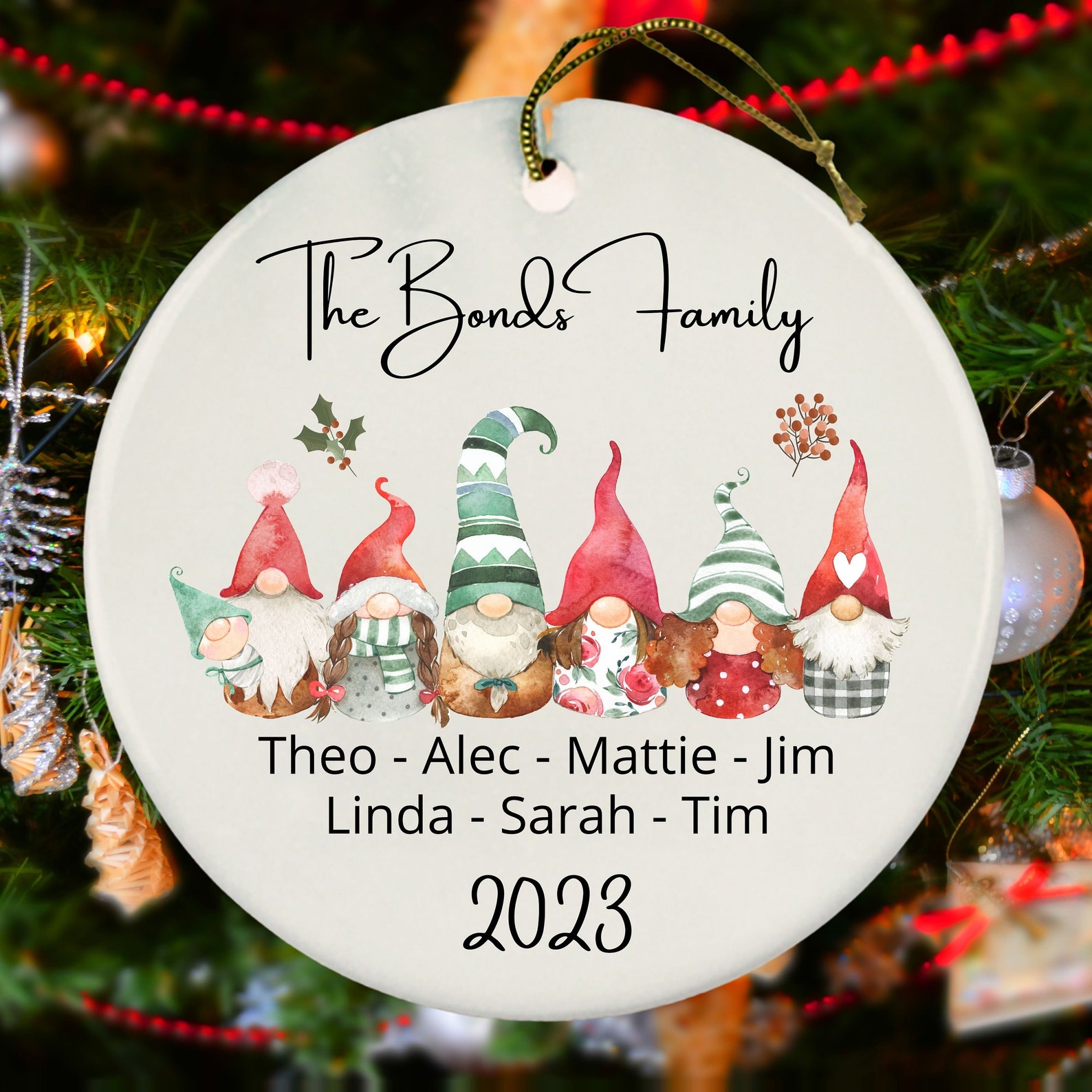 Personalized Gnome Family Christmas Ornament - Select up to 8 Gnomes ...