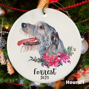 Irish Wolfhound Christmas Ornament - Picture Options - Custom Dog Gift - Personalized Dog Memorial