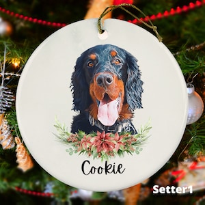 Gordon Setter Christmas Ornament - Picture Options - Custom Dog Gift - Personalized Dog Memorial