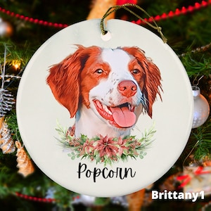 Brittany Christmas Ornament - Picture Options - Custom Dog Gift - Personalized Dog Memorial