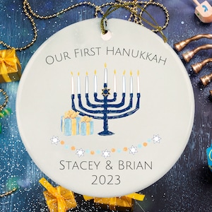 Personalized Couple Hanukkah Ornament - Our First Hanukkah - Hanukkah Gift - Couple Gift - 2023