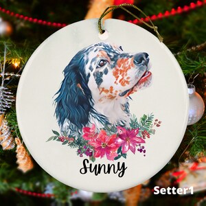 English Setter Christmas Ornament - Picture Options - Custom Dog Gift - Personalized Dog Memorial