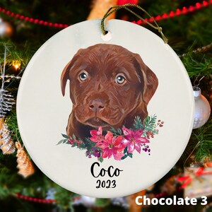 Chocolate Labrador Retriever Puppy Christmas Ornament - Lab - Picture Options - Custom Dog Gift - Personalized Dog Memorial