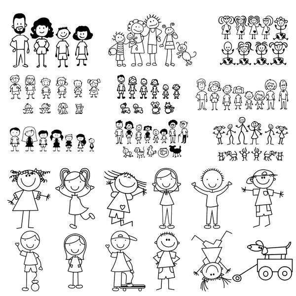 Stick Family SVG Bundle Stick Family file tagliati Enorme pacchetto di Stick Figure Svg Stick clip art di famiglia di persone Download istantaneo, adesivo di famiglia