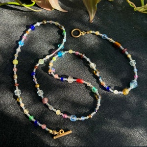 Long Glass & Gemstone Beaded Wrap Bracelet/Necklace