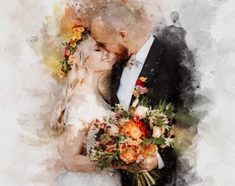 Painting From Photo,  Wedding illustration, Custom wedding portrait From Photo, Custom Couple Portrait Watercolor, gift for her_art